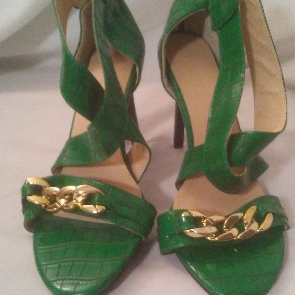 Butiti Green Chain-Accent Heeled Sandal - Size Women 11